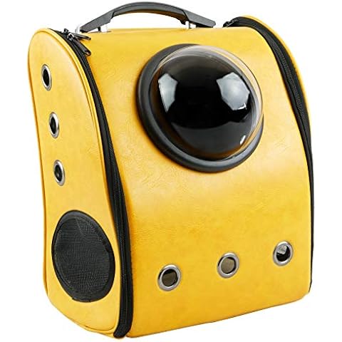 Primematik Mochila Transporte Mascotas Imitación Piel Amarillo Cover