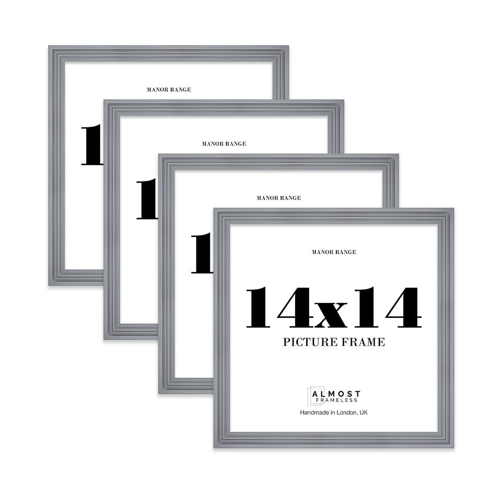 14x14 Picture Frame, Display 14x14 Pictures (35.6 x 35.6cm) - Scandi Grey Timeless 42mm Edge Ideal for Home Gallery Display - 4 Pack — image 1
