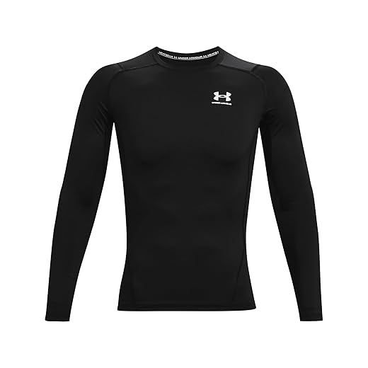 Under Armour Men's Armour HeatGear Compression Long-Sleeve T-Shirt , Black (001)/White, Large