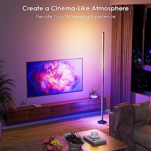 Yikbik Rgb Corner Floor Lamp, 65" Color Changing Led Floor Lamp Bluetooth App Remote Control Music Sync Modern Standing Lamp 16 Million Diy Colors With Heavy Base For Living Room Bedroom Gaming Room #TOP4