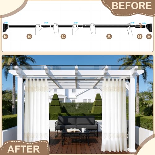 Image of YNL Tension Curtain Rod No Drilling, 41-122 Inch Long Heavy Duty Shower Curtain Rod, One-Click Adjustable Tension Rods for Bathroom /Patio /Window, Outdoor Rods, Renter Friendly, Non-Slip, Black