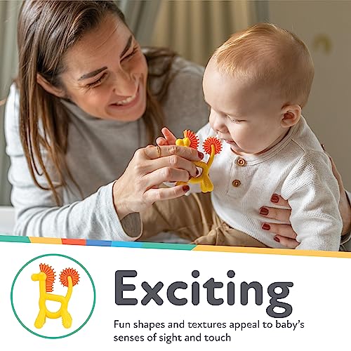Image of Nuby Silicone Geo Zoos Teether - Giraffe Teething Toy for Babies 3+ Months - Soothes and Massages Sore Gums