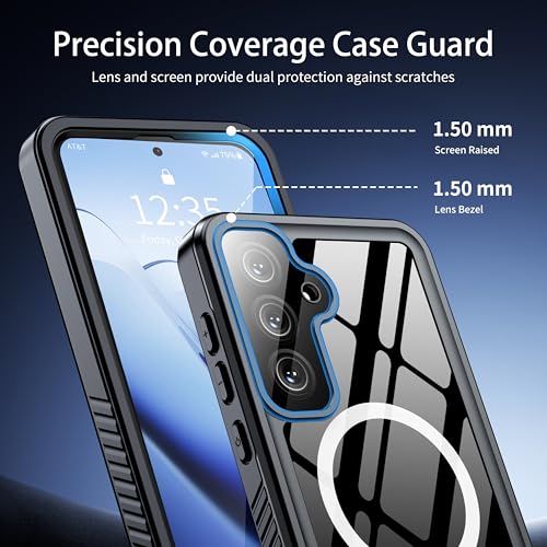 Image of ANTSHARE Magnetic for Samsung Galaxy S25 FE Case, Waterproof with Built in Screen Protector & Camera Protection, [Compatible with MagSafe] [IP68 Underwater], Full Body Rugged Phone Case 6.7'' - Black