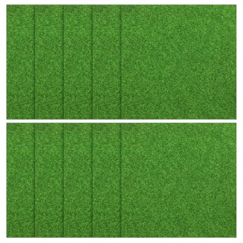 10 Pcs Artificial Grass Fake Grass Decor for Crafts Miniature Fake Garden Grasses Faux Turf Squares 6 X 6 Inches for Outdoor Decor Dollhouse DIY Ornament