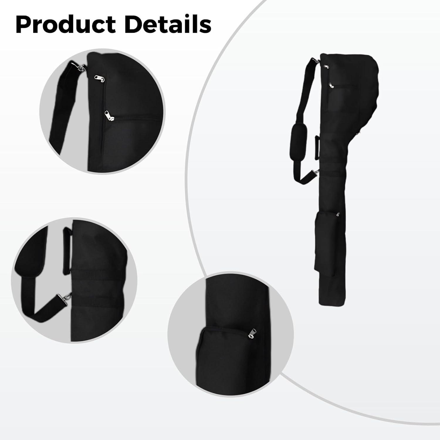 Golf Club Bag Holds 5-10 Clubs, Lightweight Sunday Bag with Shoulder Strap, Foldable, Black, 50.4 X 13 X 6.7 in