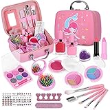 UOUOU Maquillaje para NiñasJuguetes de Maquillaje Lavables para niñas, Kit de Maquillaje para niñas Sirena, Kit de...