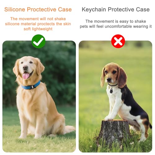 Mugust Hundehalsband Halter für AirTag, Air Tag Hund GPS Hülle, Silikon Anti-Lost Haustier Tracker Halsband Wasserdicht Anhänger, GPS Schutzhüllen Zubehör Heimtiertracker (Schwarz)