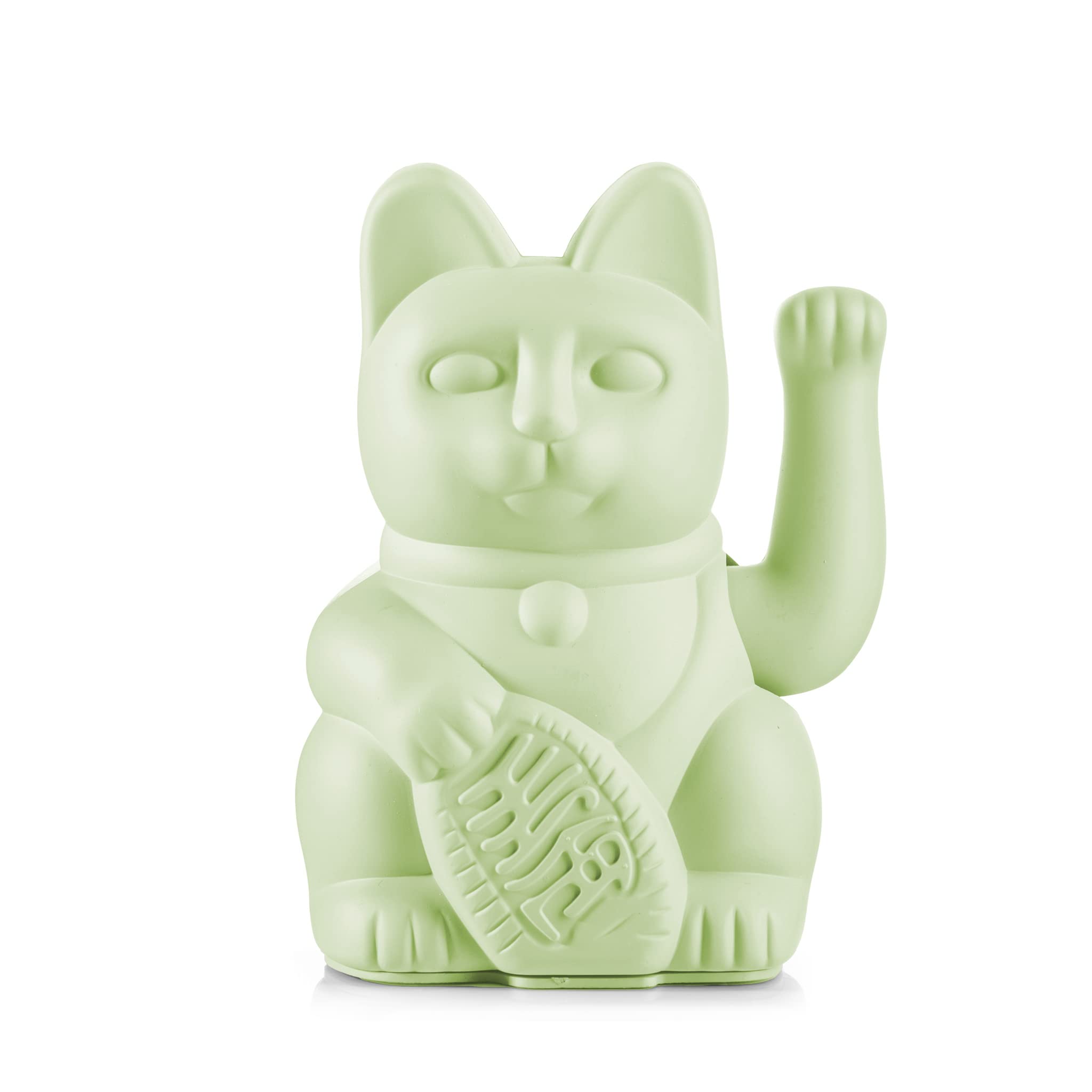 Lucky Cat Light Green - Light Green Waving Cat, Japanese Maneki Neko Decorative Cat, 15 cm Tall