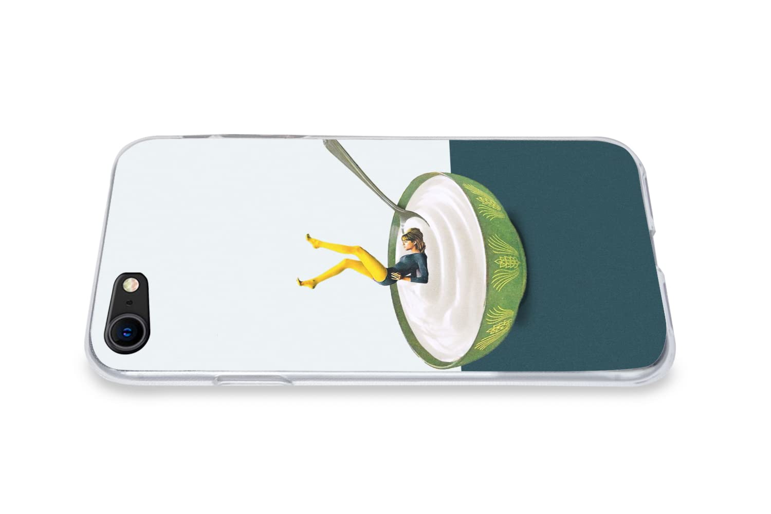 MuchoWow Funda para iPhone SE 2020 - Yogur - Yoga - Retro - Funda de Silicona/Funda Blanda para teléfono móvil