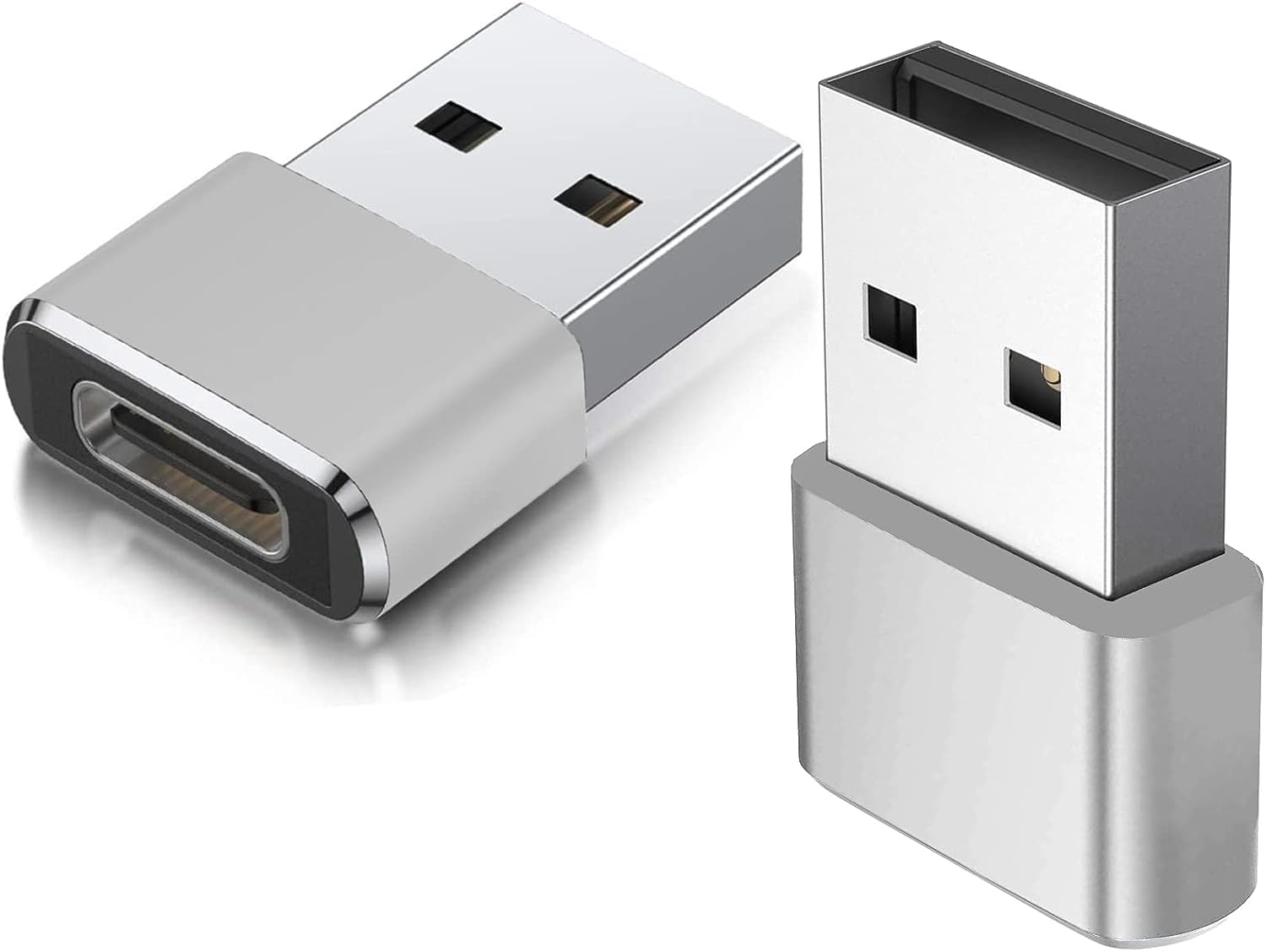 Etzin USB 3.1 Type C USB C [2 Pack] Female to USB Male Adapter USB-C Female to USB Male, USB Type C Female to USB OTG Adapter Data Transfer Adapt etc. (Pack-of-2, Silver)