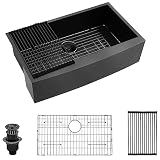 33 Farmhouse Sink Black - Kichae 33 Inch Kitchen Sink Gunmetal Black Apron Front Deep Single Bowl 18