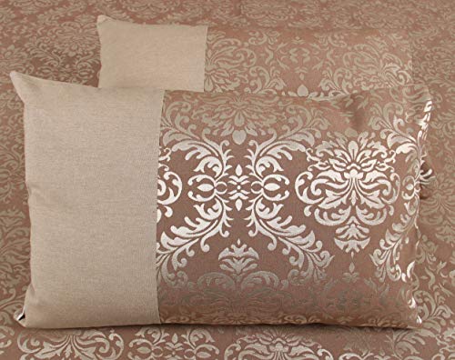 Image of Self Design Double Jacquard with Chambray Cotton Bedsheets /Designer Bedcovers for King Size Bed with 2 Pillow Cover.(Double, Brown)