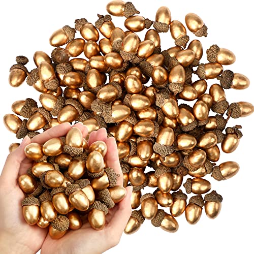 150 Pieces Gold Artificial Acorn Simulation Small Acorn With Cap Foam Acorns For Crafts Fake Acorns For Decoration Fall Acorn Table Decor For Thanksgiving Day Wedding Fruit Diy Crafting Decorations #TOP5