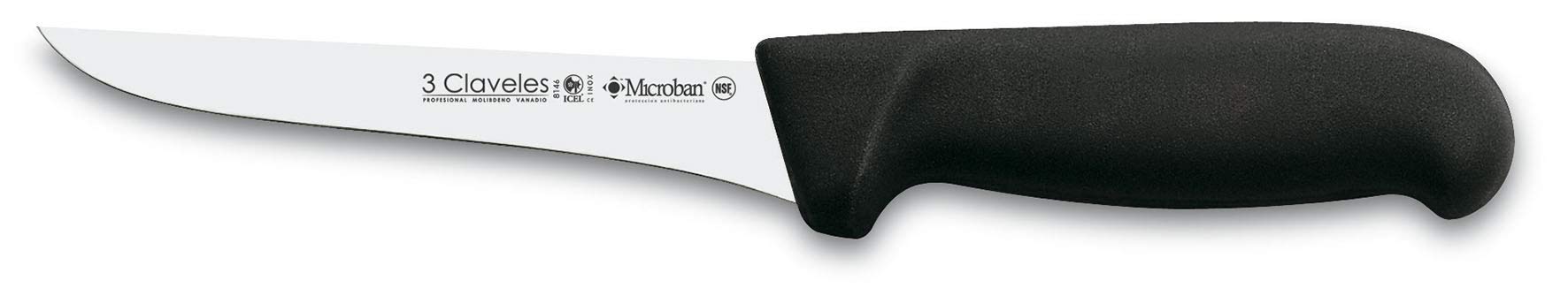 3 Claveles Set de 3 Corte de Jamón Profesional, Incluye Cuchillo Carnicero, Deshuesador y Jamonero Alveolado, Chaira y Estuche Portacuchillos, Tela, Negro, 0 cm