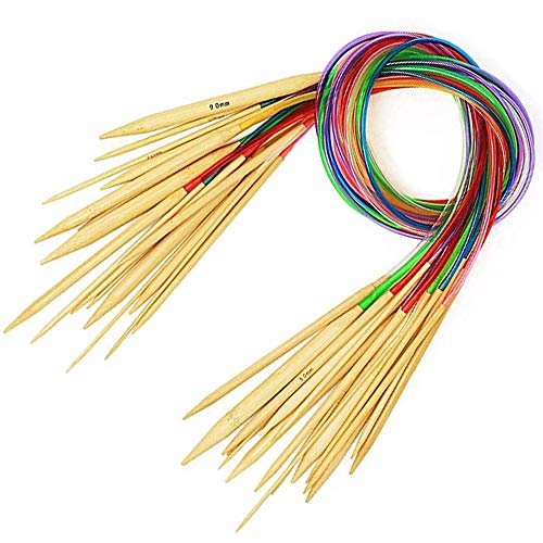 JISTL Knitting Needles Circular, Bamboo Knitting Needles-Flexible Premium Circular Wooden Knitting Needles