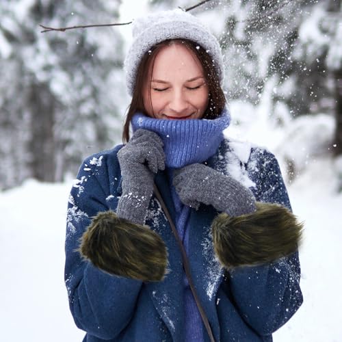 Puños de piel sintética para mujer manguitos versátiles invierno 7