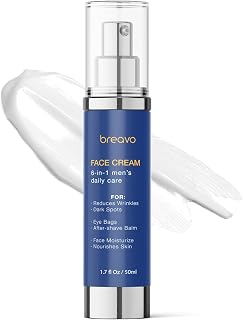 Breavo 6-in-1 Men's Face Cream: Anti-Aging Moisturizer, Wrinkle Reducer, Eye Bag Treatment, Post-Shave Soother 1.7 oz