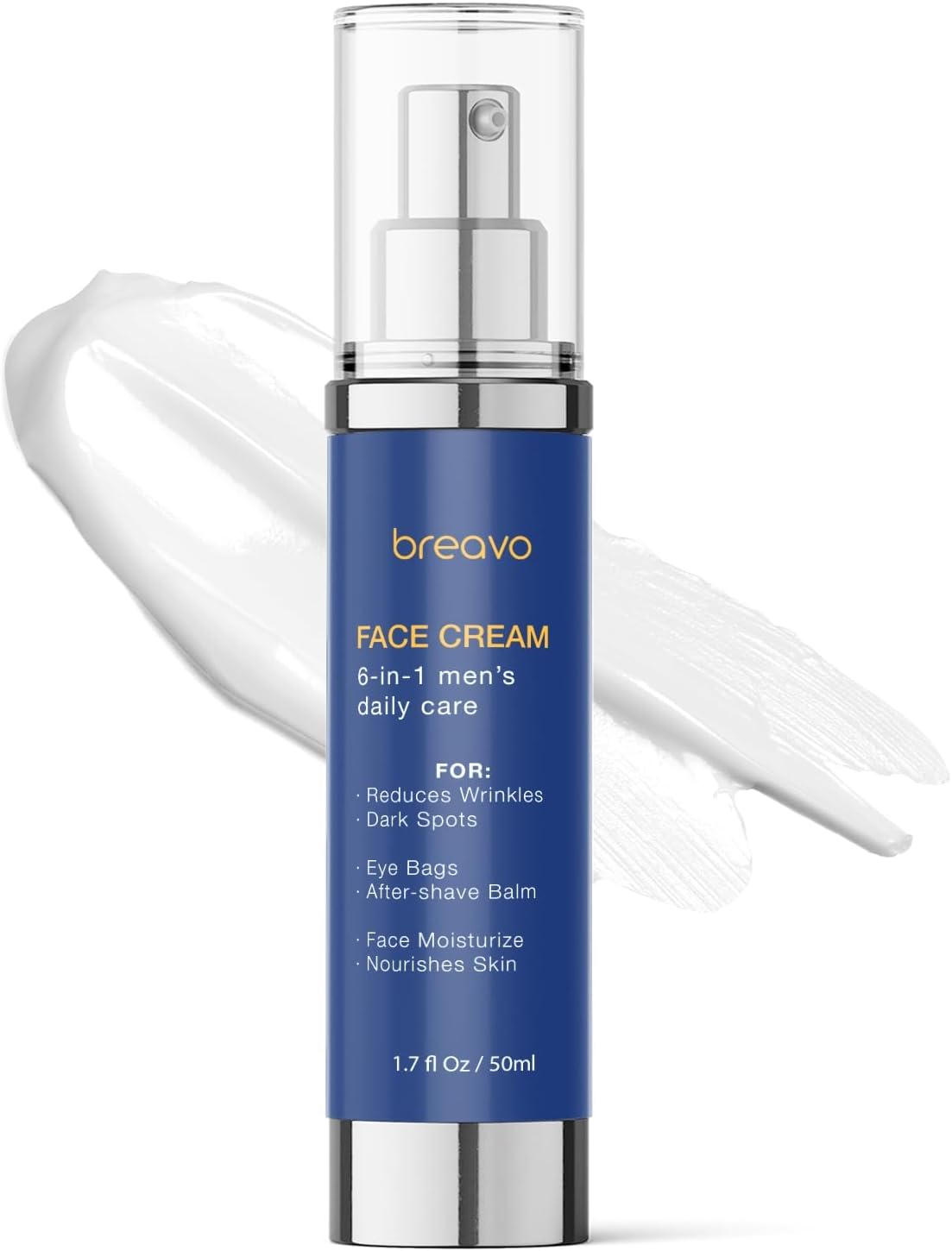 Breavo 6 in 1 Face Cream for Men: 6 in 1 Mens Face Moisturizer, Mens Face Cream Anti Aging - Eye Bags Treatment & Wrinkle Cream for Men 1.7 oz