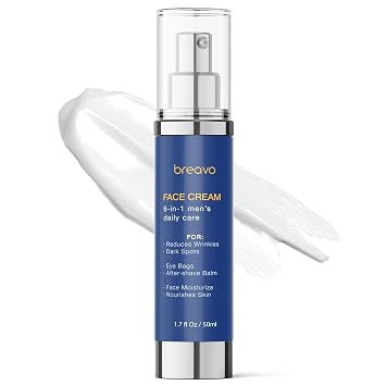 Breavo 6 in 1 Face Cream for Men 6 in 1 Mens Face Moisturizer, Mens Face Cream Anti Aging - Eye Bags Treatment & Wrinkle Cream for Men 1.7 oz