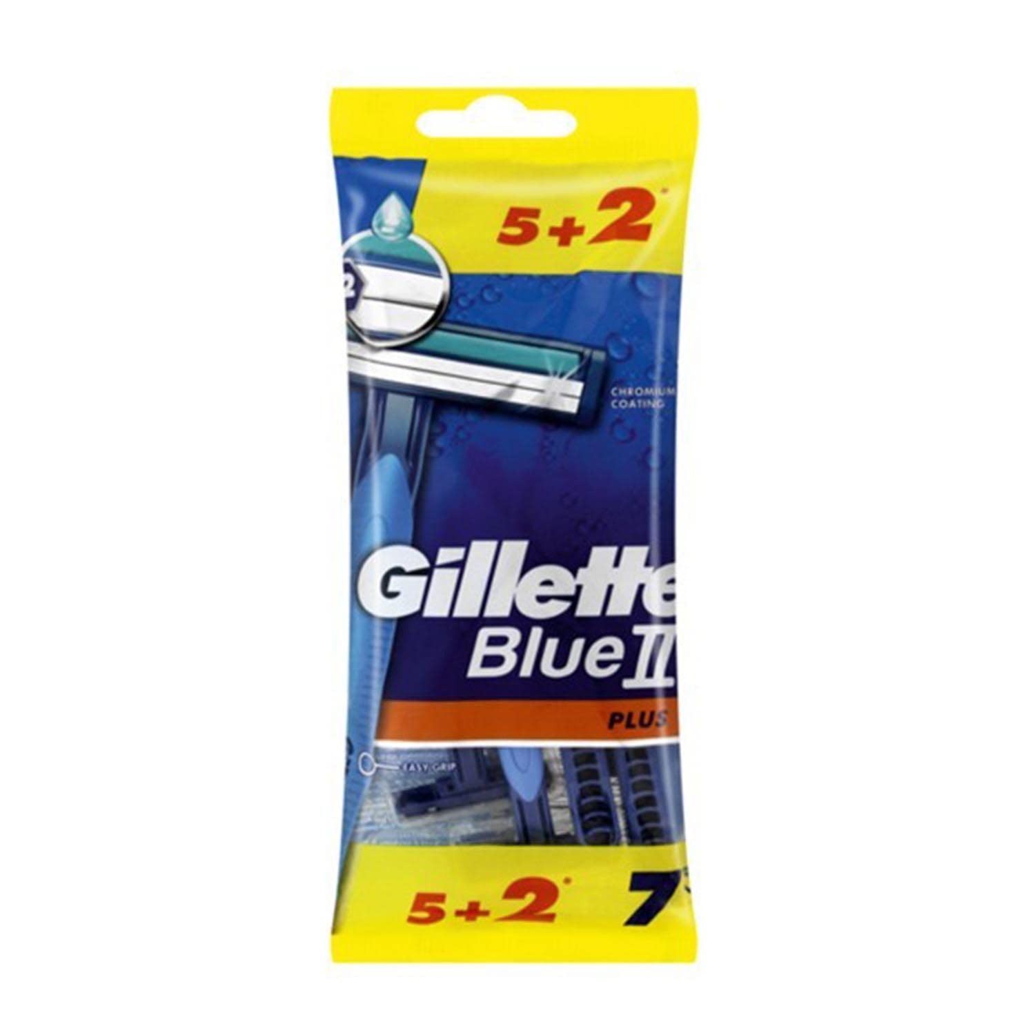 Gillette BlueII Plus Disposable Razor for Men 5+2, 2-Blade Razor, Fixed Blade Head