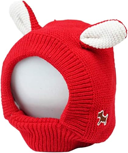Miniatura 5 de shlutesoy Gorro de punto de invierno cálido para cachorro, diseño de orejas de conejo para mascotas