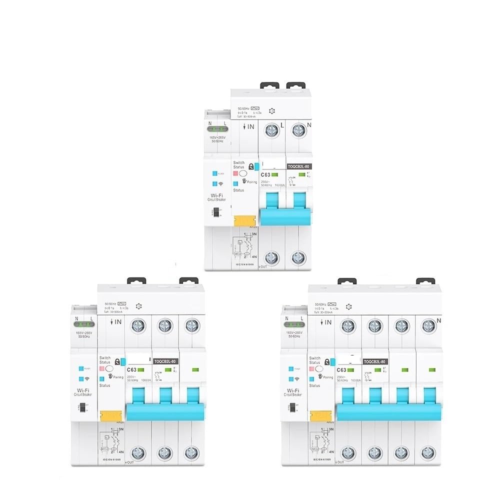 RCBO Interruttore automatico di misurazione WIFI Smart Life Timer Interruttore di richiusura automatico dell'interruttore wireless con telecomando(2P)