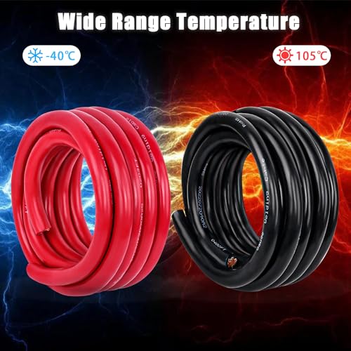 Kimbluth 4 Gauge Battery Cable Copper Wire, 5FT Red+5FT Black 4 AWG Welding Cable Standard USA OFC Wire for Automotive, Battery, Solar, Marine and Generator