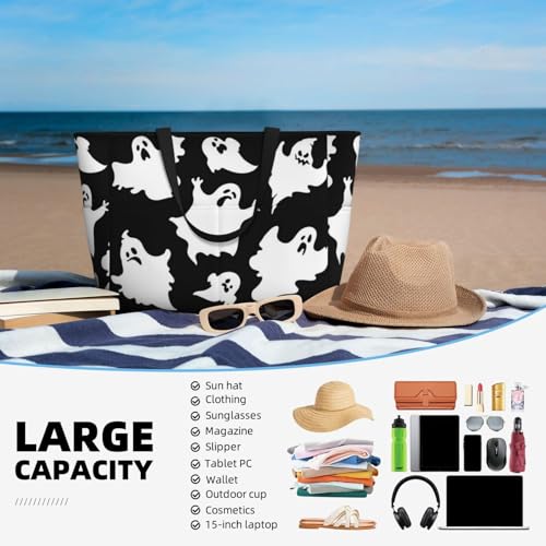 Halloween Goth Print Beach Tote Large Capacity Beach Travel Bag Waterproof Sandproof And Lightweight4