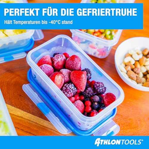 ATHLON TOOLS 4x 3L Frischhaltedosen-Set in Gastro-Qualität - 100% luftdicht und auslaufsicher -40 bis +100 Grad - für alle Lebensmittel - BPA-frei - Vorratsdosen für Kühlschrank (3 L | 4er Set)