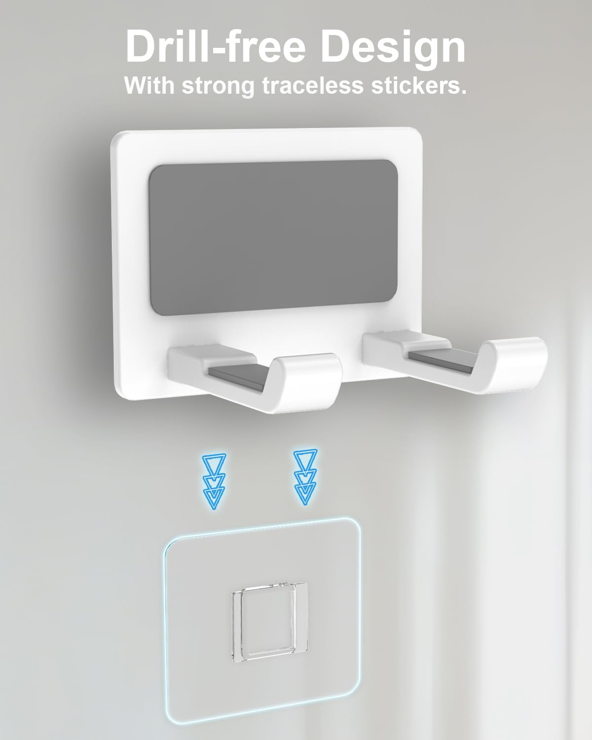 Universal Hair Dryer Holder Wall Mount, Self Adhesive Blow Dryer Rack Organizer for Bathroom and Bedroom Compatible with Most Hair Dryers, White