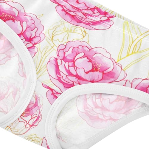 Joisal Yellow Tulips Pink Peony Flowers Girl Panties Cute Girls Underwear Toddler Cotton Funny Briefs Underpants 2t4