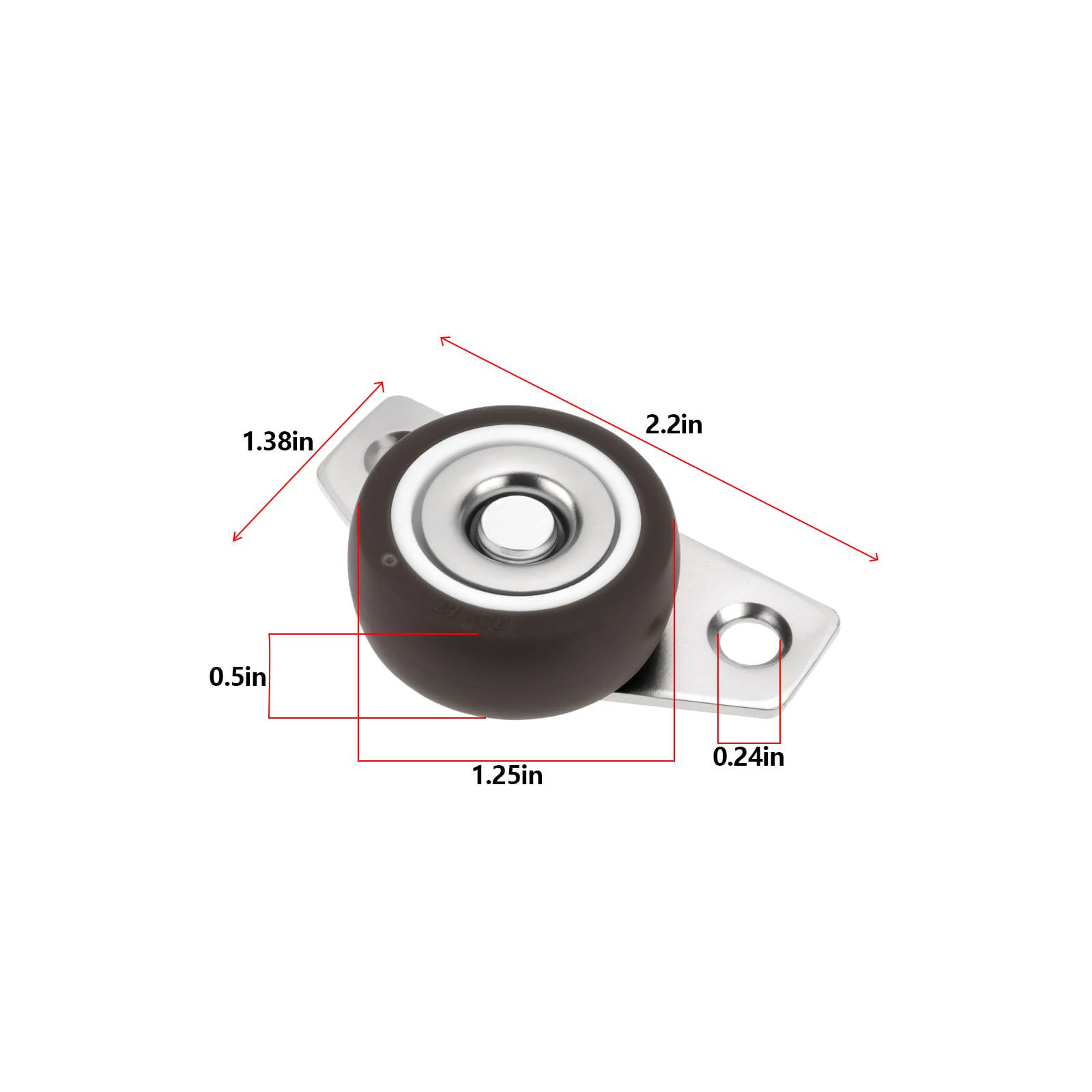 EMSea 8pcs 1.25 Inch Small Side Mount Caster Wheels Rigid Fixed Non Swivel Casters Rubber Wheel with Steel Plate Suitable for Wooden Furniture Drawers Trays DIY Project - Image 4