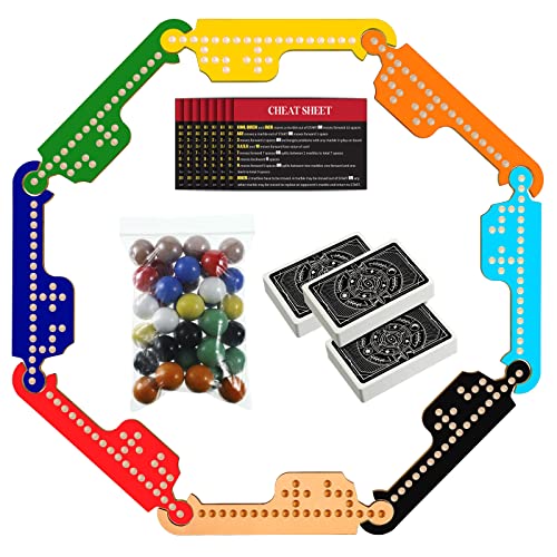 Wooden Board Games Set With 8 Wood Boards 40 Colorful Marbles Pegs 3 Boxes Playing Card 8 Game Instructions Game Wooden Board For Adults Kids Family, 4-8 Players (Fresh Colors) #TOP5