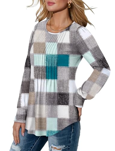 BETTE BOUTIK Long Sleeve Shirts for Women Fall Tops Dressy Blouses Crewneck Tunic Tops for Leggings S-3XL