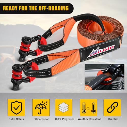 Image of Nilight 3 inch x 20' Recovery Tow Strap Kit with 2 inch Hitch Receiver and 3 /4 inch Anti-Theft D-Ring Shackles Storage Bag Heavy Duty Tow Rope for Car Truck SUV ATV (MBS 31500LBS)