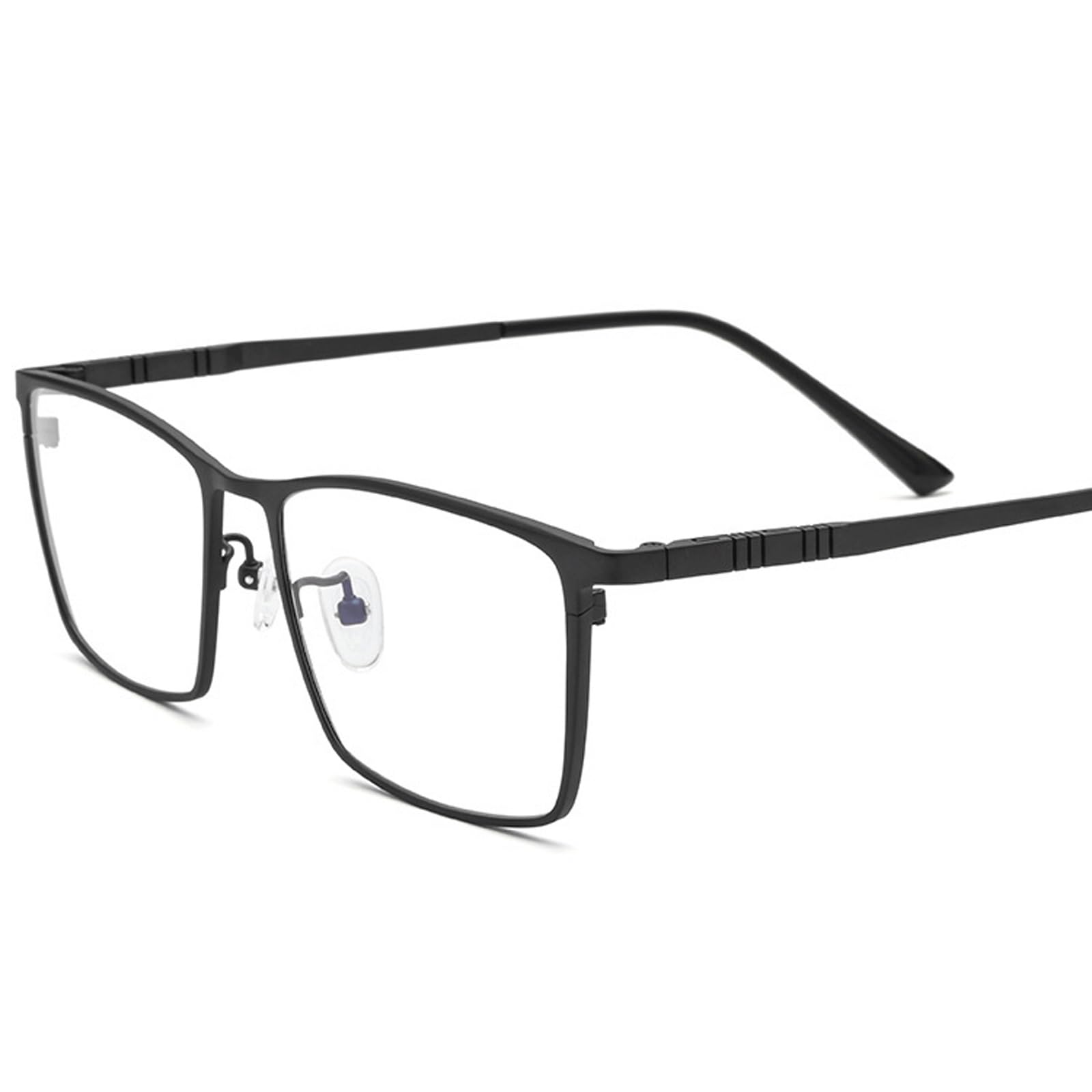 KLJUddGY Square Eyewear Frames Pure Titanium Spectacles for Computer Ultralight Non Prescription Eyeglasses with Silicone Nose Pad(Nero)