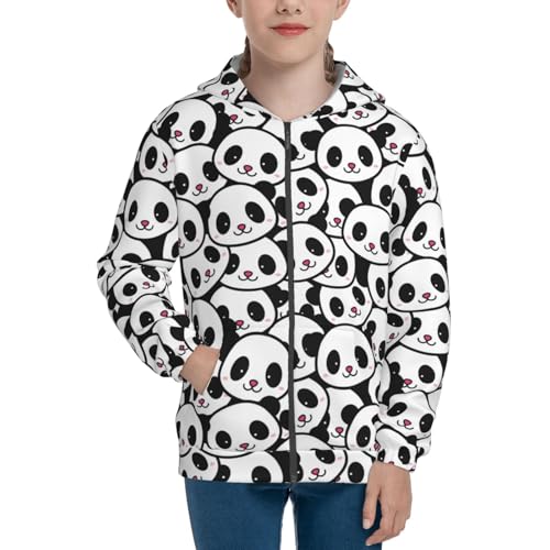 Cute Panda Face Kid Hoodies Boys Zip Up Sweatshirts Girls Pullover with Pocket3