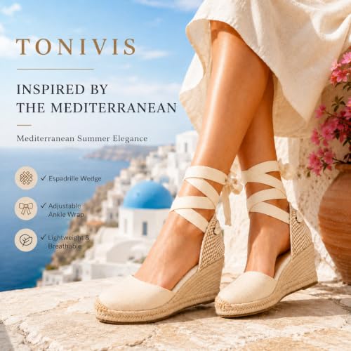 Image of Women's Espadrille Wedge Sandals Closed Toe Lace-Up Shoes