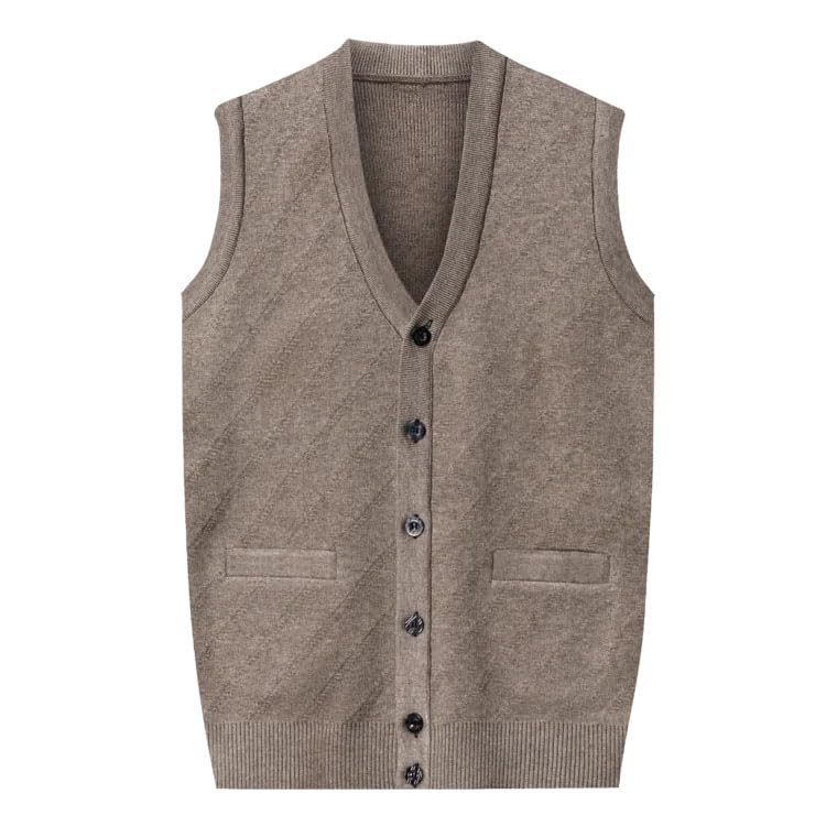 Mens V-Neck Sleeveless Vest Classic Business Knitwear Sweater Button Knitted Cardigan Vest3