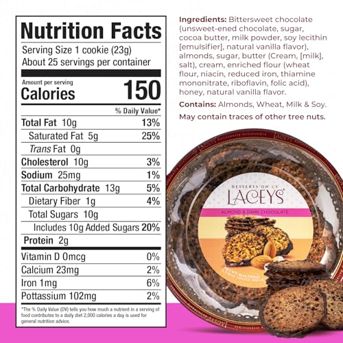 Desserts On Us Laceys Almond and Dark Chocolate Crisp Toffee Wafer Cookies