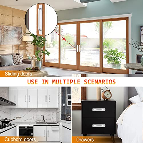 Self-Stick Instant Cabinet Handles - 2pcs Aluminum Alloy Drawer Pulls Helper with Adhesive Door Handle for Kitchen Cabinet Window Sliding Closet (8.35", Silver) by Young Dance - Image 4
