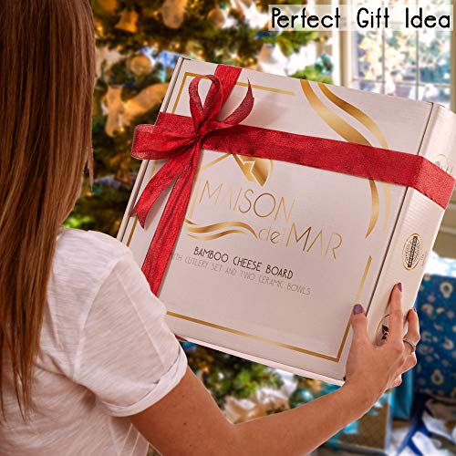 Exquisite Cheese Board and Knife Set by Maison del Mar - Charcuterie Board Set & Cheese Serving Platter for Meat, Wine, Crackers - Gift Idea for Women, Birthday, Wedding, Anniversary, Housewarming - Thumbnail 5
