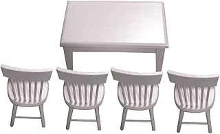 Buty Casa de muñecas en Miniatura Mesa de Comedor Silla, 01:12 Mini Modelo de la casa Accesorios, Muebles del Dollhouse, Blanca