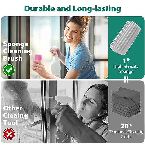 Image of 2 PCS Damp Clean Duster Sponge, Magic Dust Cleaning Sponge Baseboard Cleaner Tool, Blind Cleaner Duster Tool, Reusable Dusters for Cleaning Vents, Ceiling Fan, Cobweb, Lock Dust(Grey)