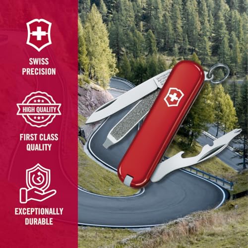 Image of Victorinox Rally Swiss Army Knife, 9-Function Pocket Knife, Multi Tool, Red | Swiss-made multitool, compact design, stainless steel tools, everyday carry