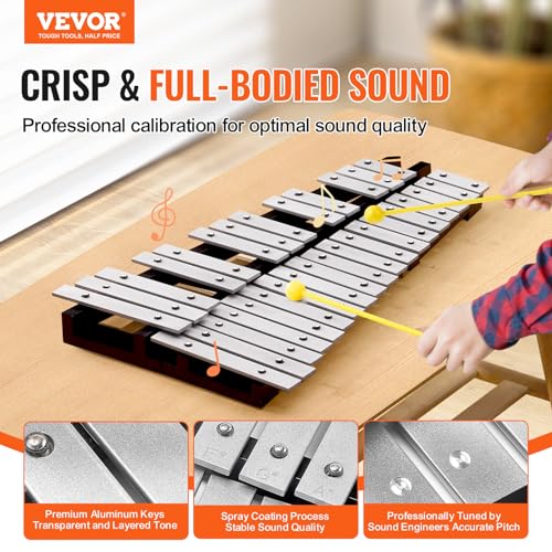 Image of VEVOR 32 Note Glockenspiel Xylophone Bell Kit, Percussion Instrument with Mallets, Drum Sticks and Carrying Bag, Professional Glockenspiel Xylophone Percussion Instrument Set for Adults & Students