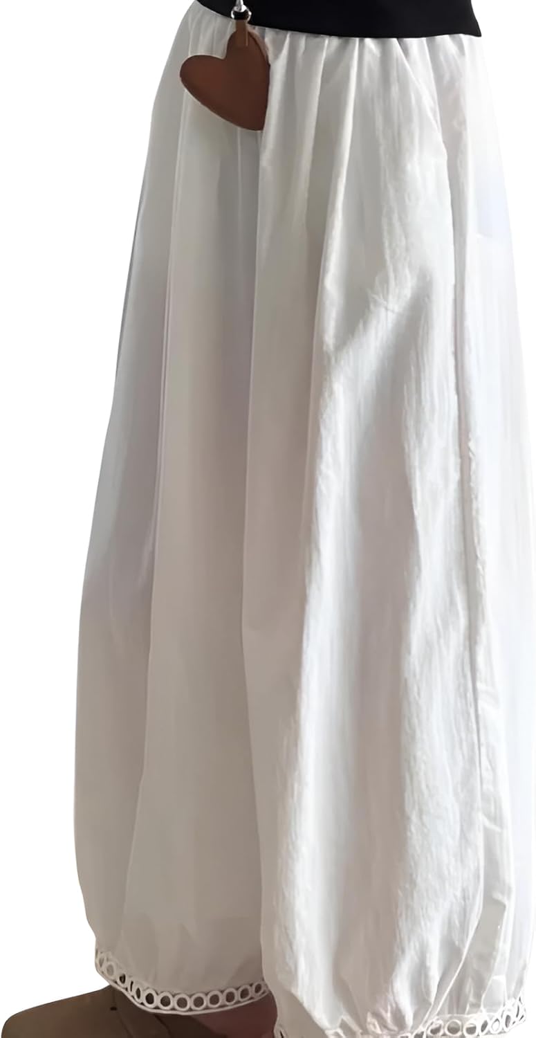 [Cociliye] 体型カバー 小柄向け9分ワイドパンツ｜夏用薄手 リシルエット ボルドットデザイン 旅行/日常兼用 脚長効果 ス