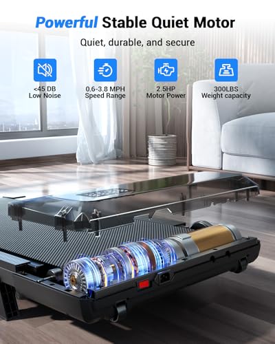DeerRun Walking Pad Under Desk Treadmill with Incline, Quiet & Space-Saving Design for Home Office, 300 lbs Capacity, 0.6-3.8 MPH, App & Remote Control - Image 5