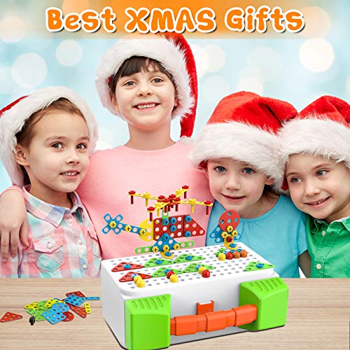 Bauspielzeug with Elektrische Bohrmaschine, 181 Stücke Konstruktionsspielzeug STEM Mint-Lernspiel für 3 4 5 6 7 8 9 10… – Bild 8