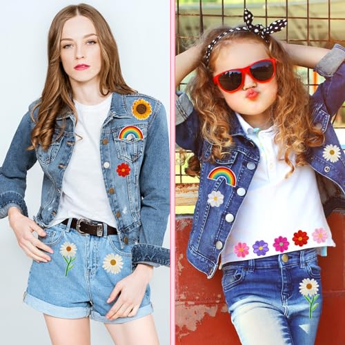 Coopay 36 Pieces Sunflower Iron/Sew On Patches Daisy Flower Cute Rainbow Embroidered Applique Patches For Clothing Large Colorful Decorative Daisy Patches For Clothes Dress Hat Jeans Diy thumb #4